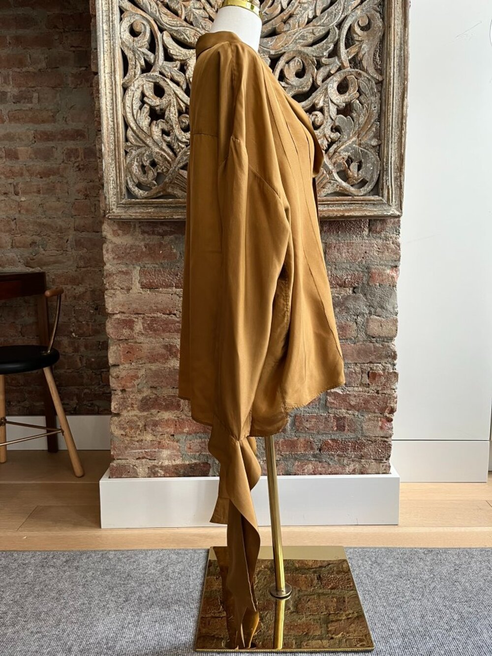 Lanvin Bronze Silk Draped Tie-Neck Blouse - Size 36 (US 4) - Picture 3 of 5